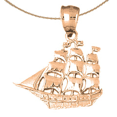 10K, 14K or 18K Gold Pirate Ship Pendant