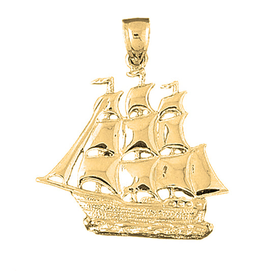 10K, 14K or 18K Gold Pirate Ship Pendant