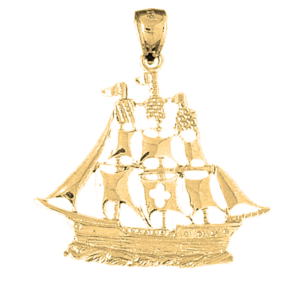 10K, 14K or 18K Gold Pirate Ship Pendant