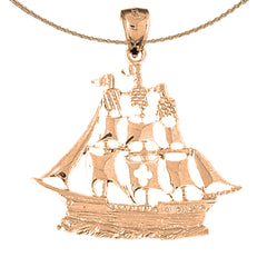 Colgante de barco pirata de oro de 10 K, 14 K o 18 K