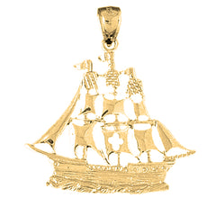 10K, 14K or 18K Gold Pirate Ship Pendant