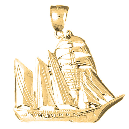 10K, 14K or 18K Gold Pirate Ship Pendant