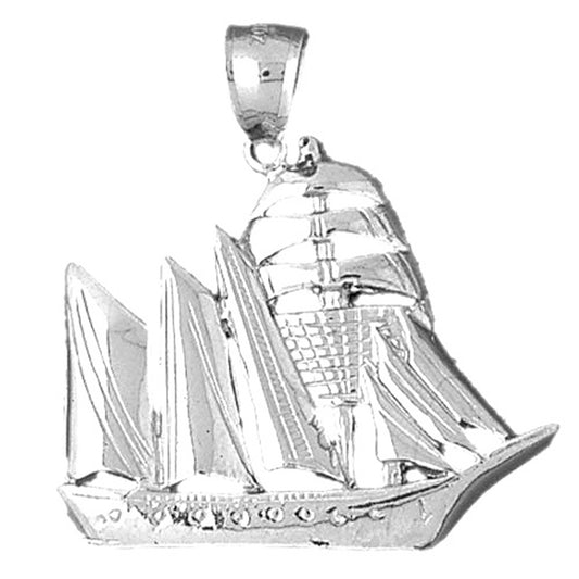 10K, 14K or 18K Gold Pirate Ship Pendant