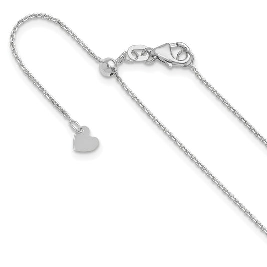 14K White Gold Adjustable 1.1mm Diamond-cut Cable Chain