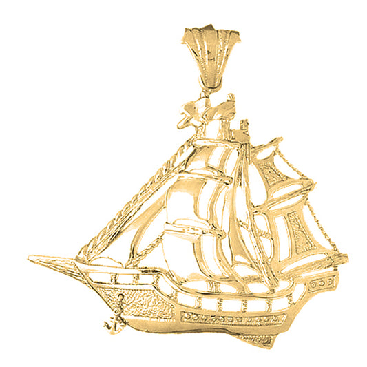 10K, 14K or 18K Gold Pirate Ship Pendant