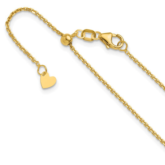 14K Yellow Gold Adjustable 1.25mm Diamond-cut Cable Chain