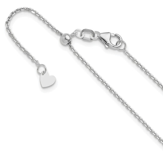 14K White Gold Adjustable 1.25mm Diamond-cut Cable Chain