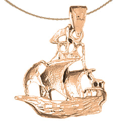 10K, 14K or 18K Gold Pirate Ship Pendant