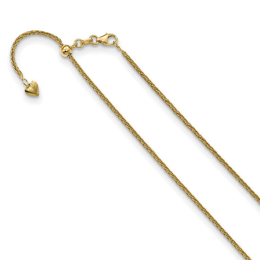 14K Yellow Gold Adjustable 1.5mm Wheat Chain