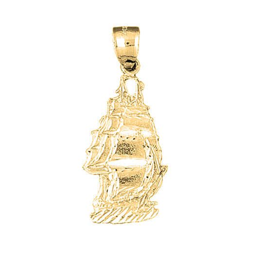 10K, 14K or 18K Gold Pirate Ship Pendant