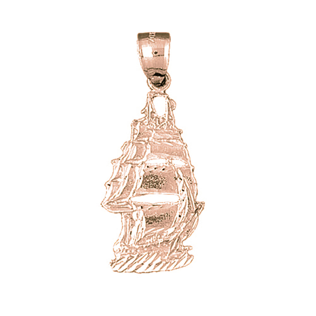 10K, 14K or 18K Gold Pirate Ship Pendant