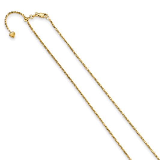 14K Yellow Gold Adjustable 1.3mm Diamond-cut Wheat Chain