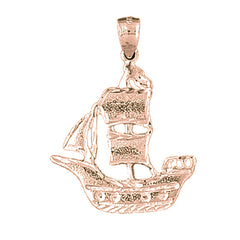 10K, 14K or 18K Gold Pirate Ship Pendant