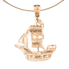 Colgante de barco pirata de oro de 10 K, 14 K o 18 K