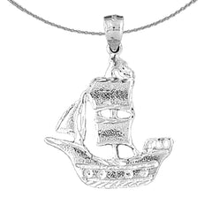 10K, 14K or 18K Gold Pirate Ship Pendant