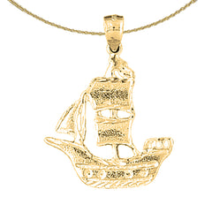 Colgante de barco pirata de oro de 10 K, 14 K o 18 K