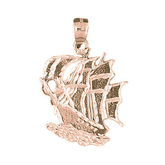 10K, 14K or 18K Gold Pirate Ship Pendant