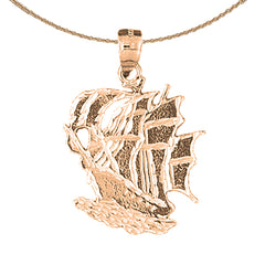 10K, 14K or 18K Gold Pirate Ship Pendant