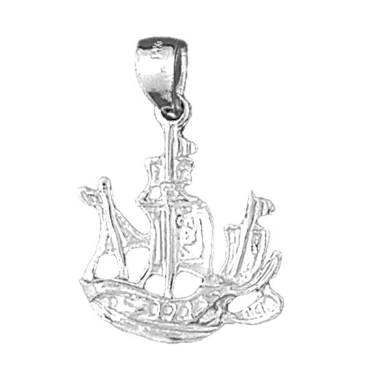 10K, 14K or 18K Gold Pirate Ship Pendant