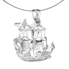 10K, 14K or 18K Gold Pirate Ship Pendant