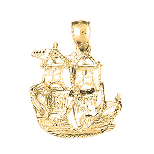 10K, 14K or 18K Gold Pirate Ship Pendant