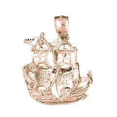 10K, 14K or 18K Gold Pirate Ship Pendant