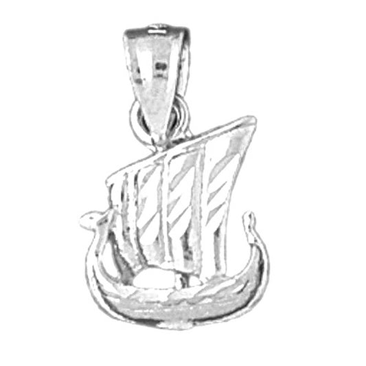 14K or 18K Gold 3D Pirate Ship Pendant