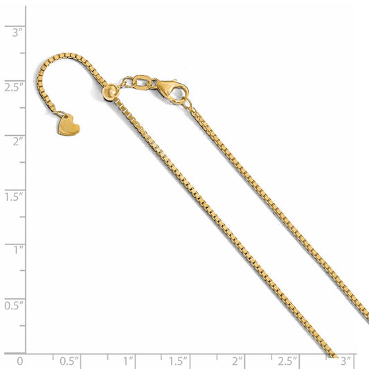 14K Yellow Gold Adjustable 1.2mm Box Chain