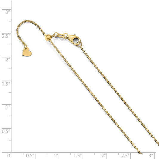 14K Yellow Gold Adjustable 1.25mm Flat Cable Chain