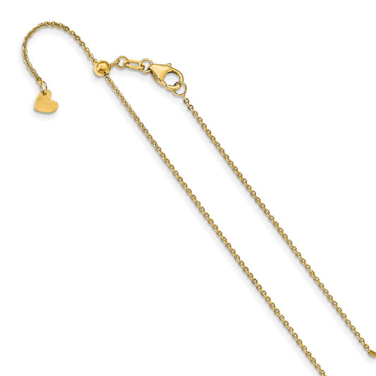14K Yellow Gold Adjustable 1.25mm Flat Cable Chain