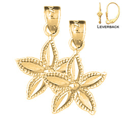 Sterling Silver 21mm Starfish Earrings (White or Yellow Gold Plated)