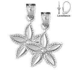 Sterling Silver 21mm Starfish Earrings (White or Yellow Gold Plated)