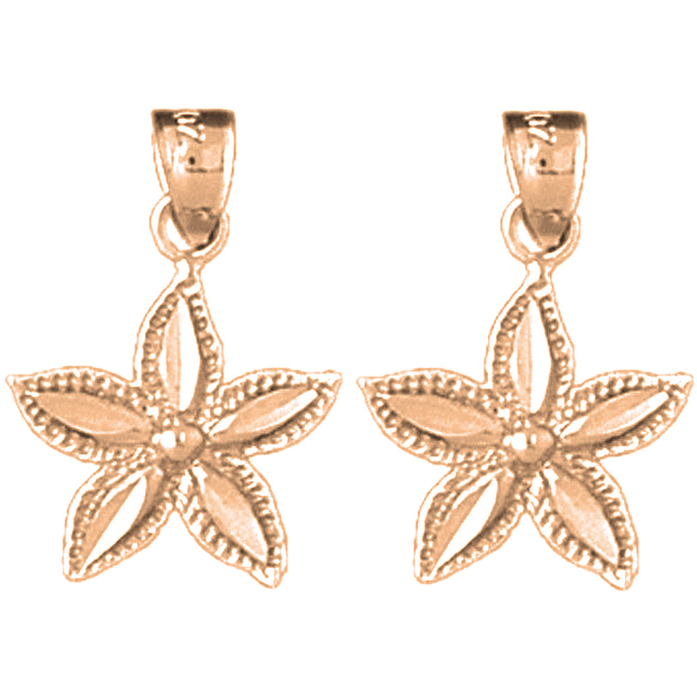 14K or 18K Gold 21mm Starfish Earrings