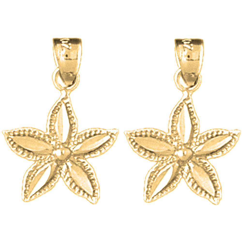 14K or 18K Gold 21mm Starfish Earrings