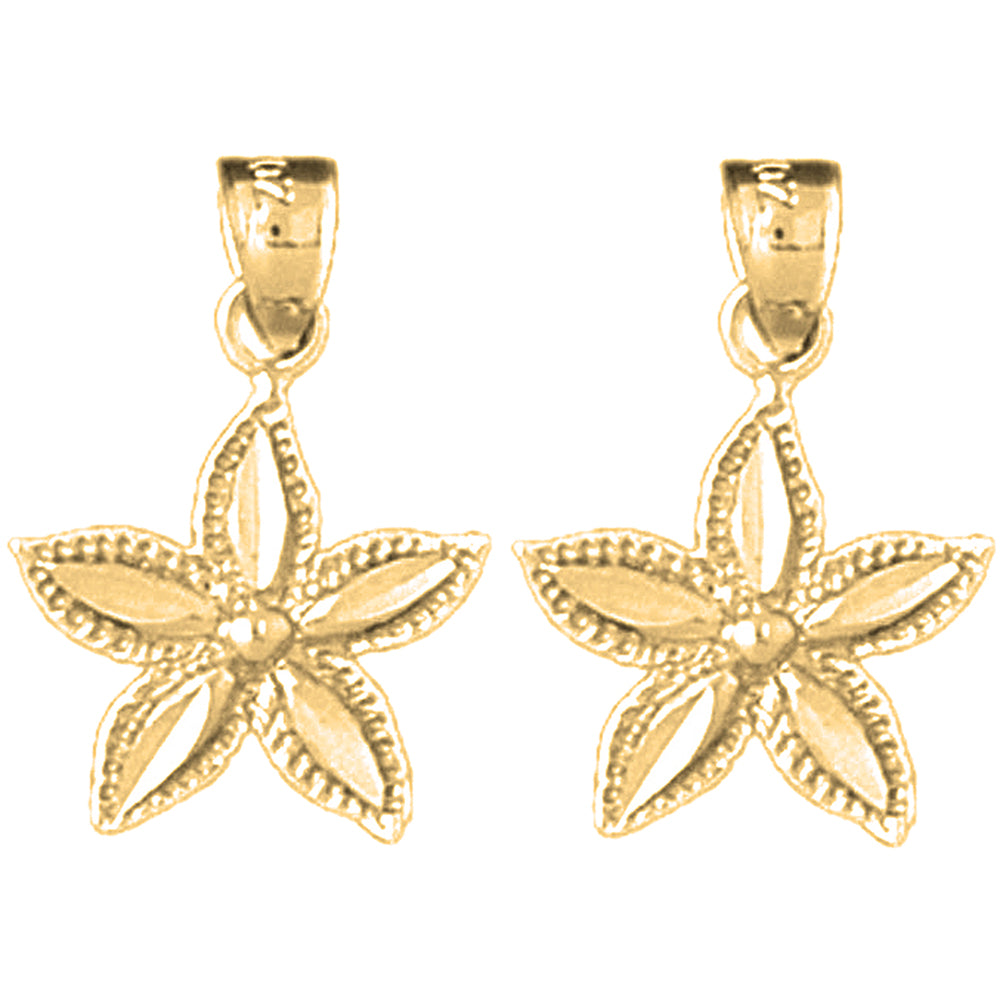 Yellow Gold-plated Silver 21mm Starfish Earrings