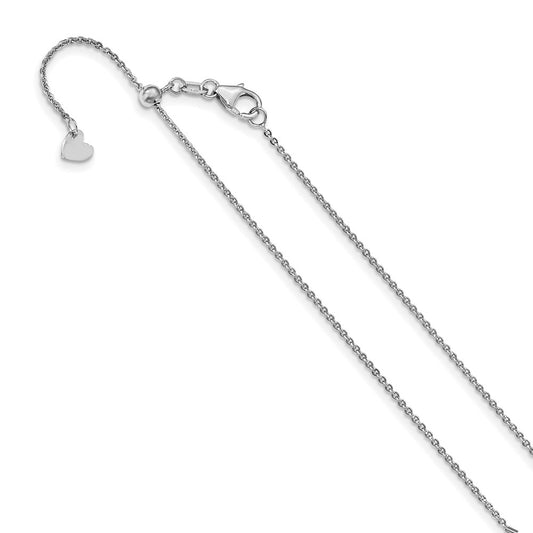 14K White Gold Adjustable 1.25mm Flat Cable Chain
