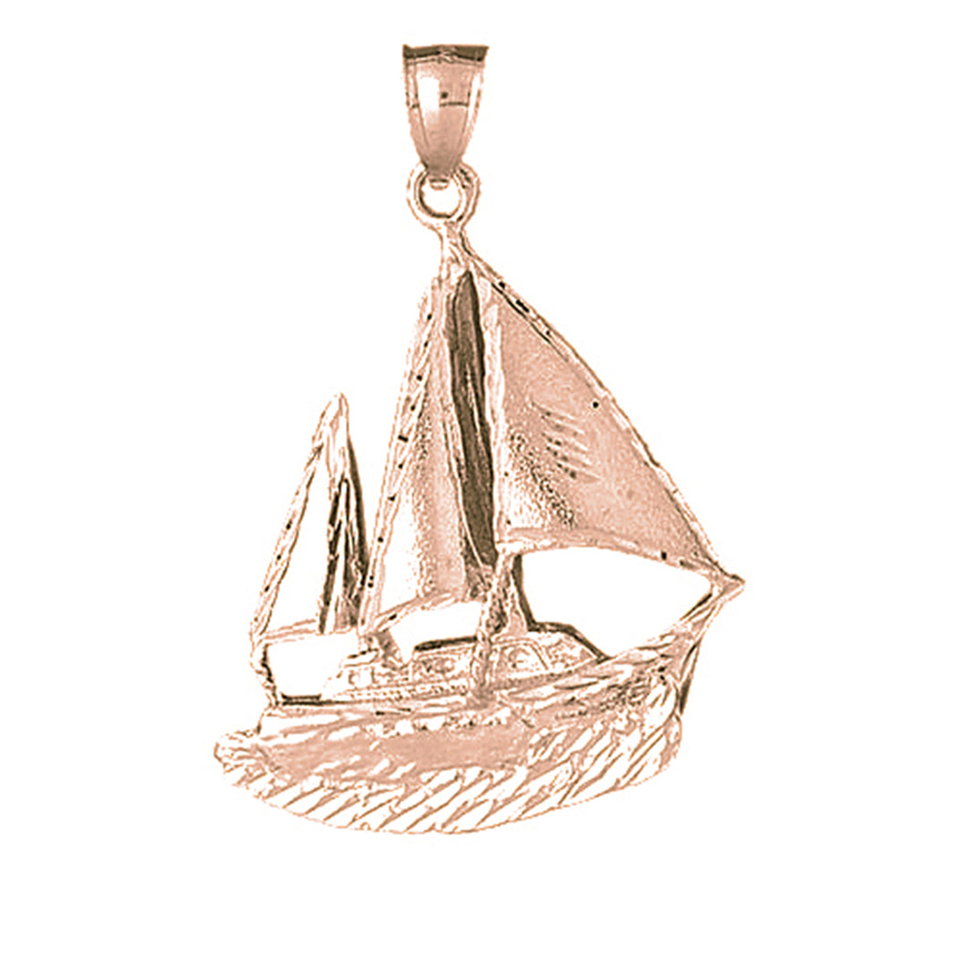 10K, 14K or 18K Gold Pirate Ship Pendant