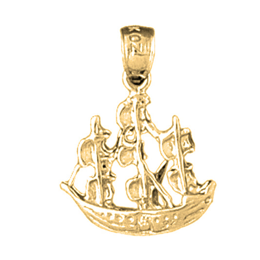 14K or 18K Gold Pirate Ship Pendant