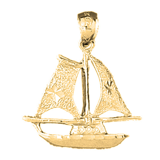 10K, 14K or 18K Gold Pirate Ship Pendant