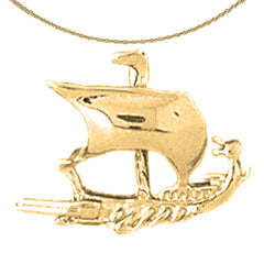 Colgante de barco pirata de oro de 14 quilates o 18 quilates