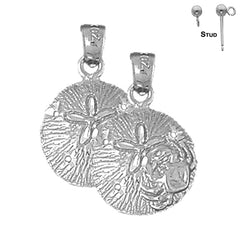 Sterling Silver 22mm Sand Dollar Earrings (White or Yellow Gold Plated)