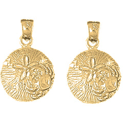 Yellow Gold-plated Silver 22mm Sand Dollar Earrings