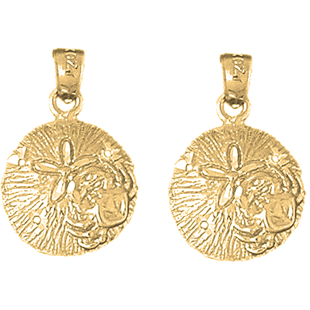 14K or 18K Gold 22mm Sand Dollar Earrings