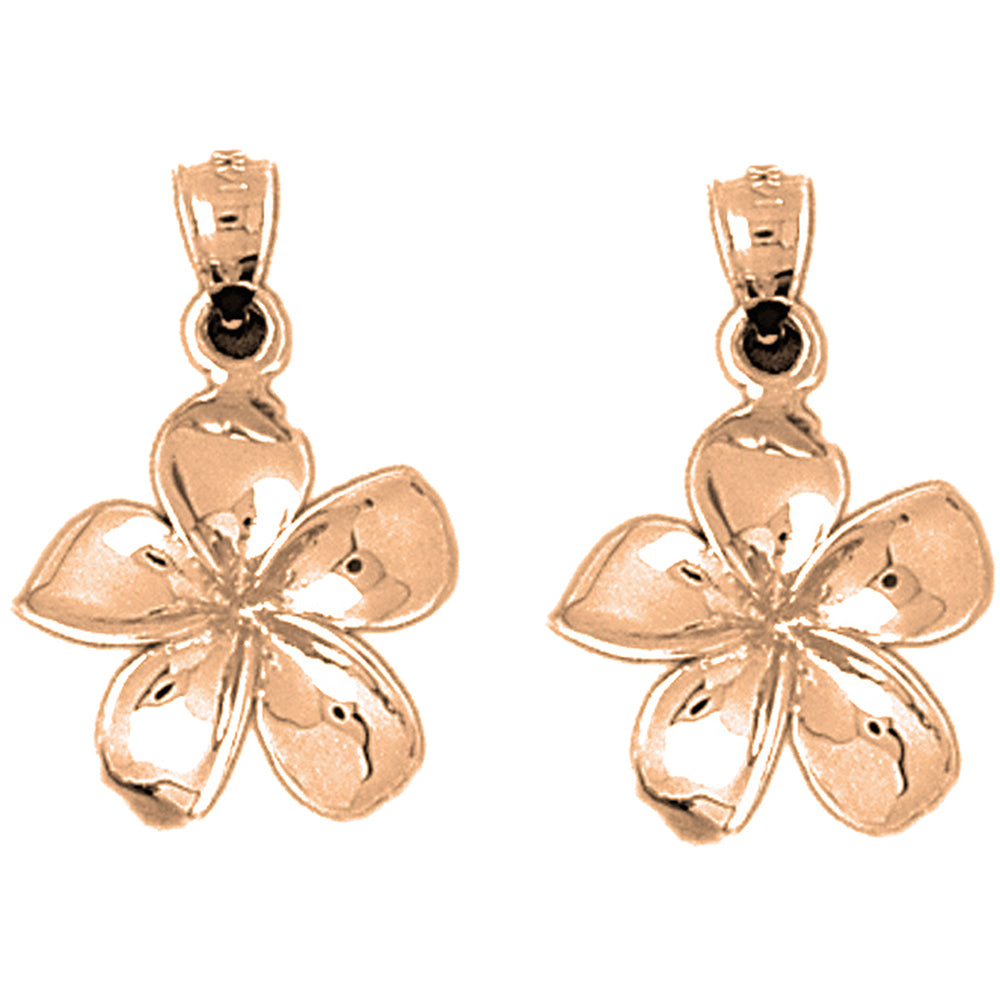 14K or 18K Gold 35mm Plumeria Flower Earrings