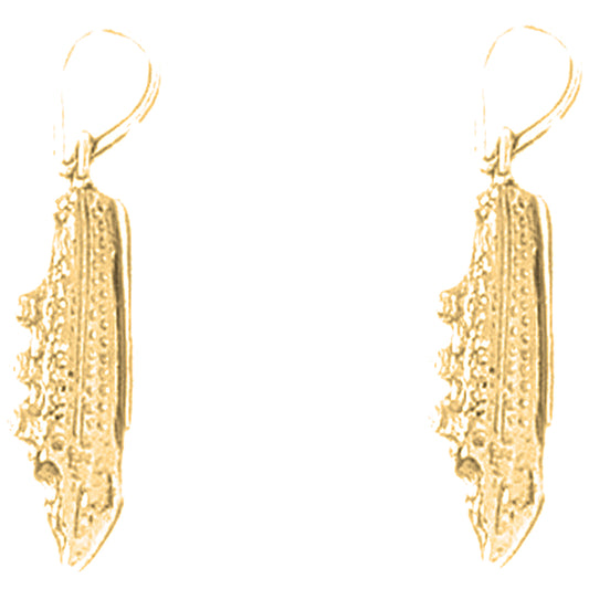 Yellow Gold-plated Silver 26mm 3D Cruise Ship Earrings