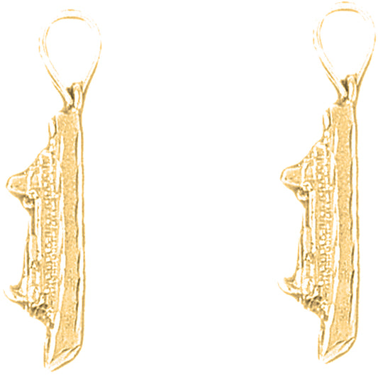 Yellow Gold-plated Silver 30mm 3D Cruise Ship Earrings