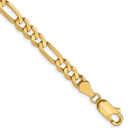 14K Yellow Gold 4.75mm Flat Figaro Chain