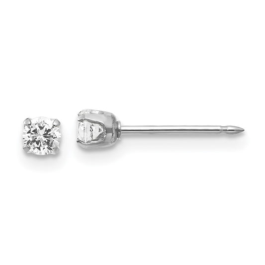 Inverness 14K White Gold 3mm CZ Post Earrings