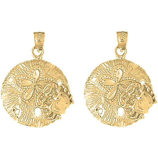 Yellow Gold-plated Silver 27mm Sand Dollar Earrings