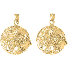 Yellow Gold-plated Silver 27mm Sand Dollar Earrings